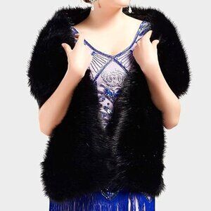 BABEYOND Womens Large Faux Fur Collar Shawl